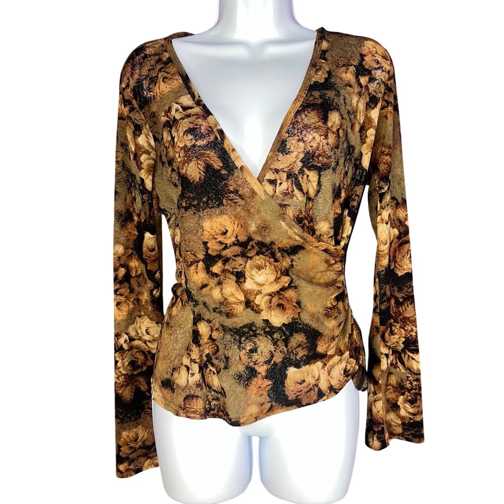 Karen Kane Lifestyle 90s Romcom Y2K Brown Floral Whimsical Romantic Boho L - Picture 2 of 11